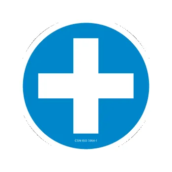 Samolepící dekorace Používej ochranné prostředky - samolepící piktogram - Ø 100 mm