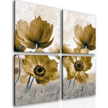Malvis ® Čtyřdílný obraz žlutý mák Velikost (šířka x výška): 60x60 cm