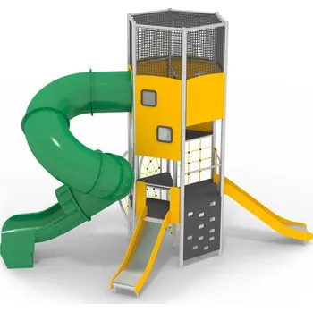 Dětské hřiště Playground System Nerezová věž se skluzavkami a "mega"tobogánem