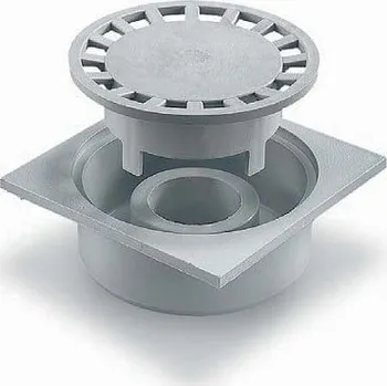 Kanalizační potrubí Mondial podlahová vpusť spodní šedá DN 100/110 s plastovou mřížkou 300x300 mm (I005300100)
