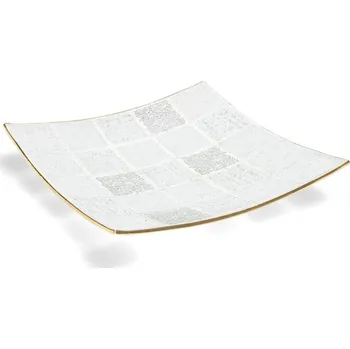 Skleněná mísa CORAL KARO bílá - se zlatem