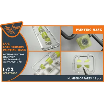 Plastikový model Clear Prop models 1/72 La-5 (late version) painting mask made from "yellow kabuki paper"