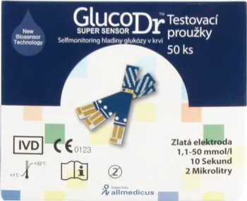 Glukometr allmedicus Glucodr Proužky diagnostické 50 ks