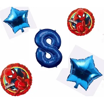 Balónek Balónkový set Spiderman modrý, 8.narozeniny, 5 ks