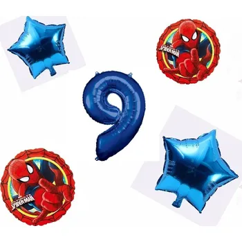 Balónek Balónkový set Spiderman modrý, 9.narozeniny, 5 ks