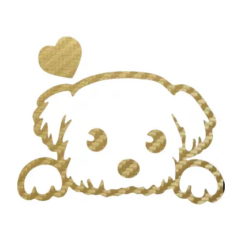 Polep vozidla SAMOLEPKA Pes 057 levá se srdíčkem (59 - 3D karbon zlatý) NA AUTO, NÁLEPKA, FÓLIE, POLEP, TUNING, VLASTNÍ TEXT, TISK, AUTOSAMOLEPKY.cz, POLEPY, OBRÁZEK, LOGO, SAMOLEPKY