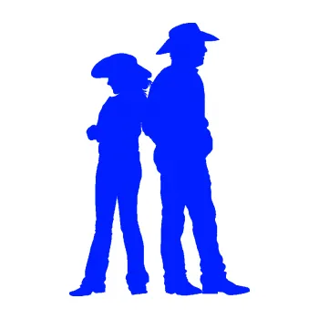 Samolepící dekorace SAMOLEPKA Kovboj a kovbojka 001 pravá (19 - modrá dynamic) NA AUTO, NÁLEPKA, FÓLIE, POLEP, TUNING, VLASTNÍ TEXT, TISK, AUTOSAMOLEPKY.cz, POLEPY, OBRÁZEK, LOGO, SAMOLEPKY