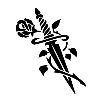 Samolepící dekorace SAMOLEPKA Meč s růží pravá (01 - černá) NA AUTO, NÁLEPKA, FÓLIE, POLEP, TUNING, VLASTNÍ TEXT, TISK, AUTOSAMOLEPKY.cz, POLEPY, OBRÁZEK, LOGO, SAMOLEPKY