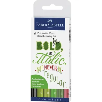 Sada tušových Popisovačů Faber-Castell - 6ks Hand lettering set PITT ARTIST PEN 267117