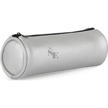 Penál Školní etue kulatá Metallic stříbrná 8-185