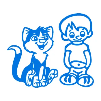 Samolepicí dekorace na vozidlo Dítě v autě 097 pravá kluk a kočka (11 - modrá oceán) SAMOLEPKA NA AUTO, NÁLEPKA, FÓLIE, POLEP, TUNING, VLASTNÍ TEXT, TISK, AUTOSAMOLEPKY.cz, POLEPY, OBRÁZEK, LOGO, 3D STICKERS