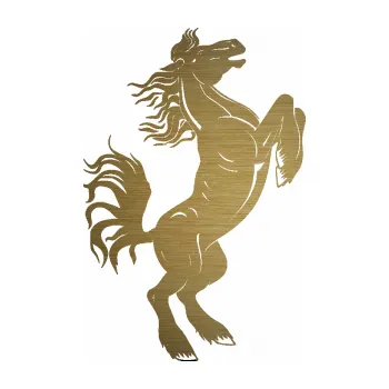 Samolepící dekorace Kůň 045 pravá (64 - škrábaný kov zlatý) SAMOLEPKA NA AUTO, NÁLEPKA, FÓLIE, POLEP, TUNING, VLASTNÍ TEXT, TISK, AUTOSAMOLEPKY.cz, POLEPY, OBRÁZEK, LOGO, 3D STICKERS