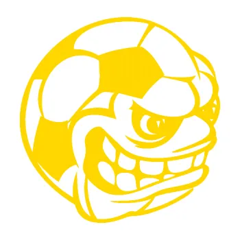 Autodoplněk Samolepka na auto Fotbalový míč 003 pravá s obličejem (13 - jasně žlutá) NÁLEPKA, FÓLIE, POLEPY, TUNING, VLASTNÍ TEXT, TISK, AUTOSAMOLEPKY.cz, SAMOLEPKY, OBRÁZEK, LOGO, VÝROBA, PRODEJ