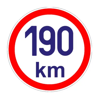 samolepka Maximální rychlost 190km - nejvyšší konstrukční rychlost (22 - střední modrá) SAMOLEPKA NA AUTO, NÁLEPKA, FÓLIE, POLEP, TUNING, VLASTNÍ TEXT, TISK, AUTOSAMOLEPKY.cz, POLEPY, OBRÁZEK, LOGO, 3D STICKERS