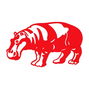 Samolepící dekorace SAMOLEPKA Hroch 003 levá (10 - červená) NA AUTO, NÁLEPKA, FÓLIE, POLEP, TUNING, VLASTNÍ TEXT, TISK, AUTOSAMOLEPKY.cz, POLEPY, OBRÁZEK, LOGO, SAMOLEPKY