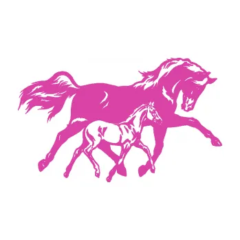 Samolepící dekorace Koníci 003 pravá kobylka s hříbětem (16 - růžová) SAMOLEPKA NA AUTO, NÁLEPKA, FÓLIE, POLEP, TUNING, VLASTNÍ TEXT, TISK, AUTOSAMOLEPKY.cz, POLEPY, OBRÁZEK, LOGO, 3D STICKERS