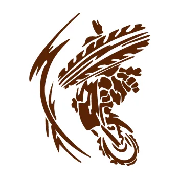 Samolepící dekorace SAMOLEPKA Motorka 010 levá (15 - hnědá) NA AUTO, NÁLEPKA, FÓLIE, POLEP, TUNING, VLASTNÍ TEXT, TISK, AUTOSAMOLEPKY.cz, POLEPY, OBRÁZEK, LOGO, SAMOLEPKY