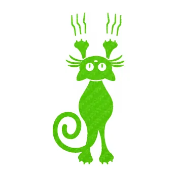 Samolepící dekorace Kočka 023 levá s drápanci (58 - 3D karbon zelený kawasaki) SAMOLEPKA NA AUTO, NÁLEPKA, FÓLIE, POLEP, TUNING, VLASTNÍ TEXT, TISK, AUTOSAMOLEPKY.cz, POLEPY, OBRÁZEK, LOGO, 3D STICKERS