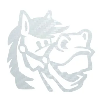 Samolepící dekorace SAMOLEPKA Kůň 041 pravá veselý (51 - 3D karbon bílý) NA AUTO, NÁLEPKA, FÓLIE, POLEP, TUNING, VLASTNÍ TEXT, TISK, AUTOSAMOLEPKY.cz, POLEPY, OBRÁZEK, LOGO, SAMOLEPKY