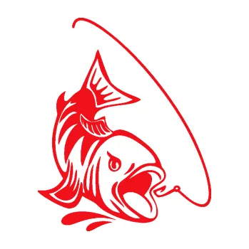 Polep vozidla SAMOLEPKA Ryba s návnadou 006 pravá (10 - červená) NA AUTO, NÁLEPKA, FÓLIE, POLEP, TUNING, VLASTNÍ TEXT, TISK, AUTOSAMOLEPKY.cz, POLEPY, OBRÁZEK, LOGO, SAMOLEPKY