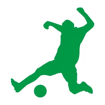 Samolepicí dekorace na vozidlo Fotbalista 039 levá (12 - zelená) SAMOLEPKA NA AUTO, NÁLEPKA, FÓLIE, POLEP, TUNING, VLASTNÍ TEXT, TISK, AUTOSAMOLEPKY.cz, POLEPY, OBRÁZEK, LOGO, 3D STICKERS