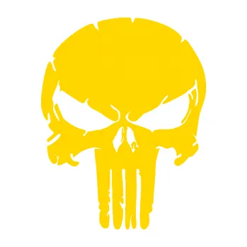 Samolepicí dekorace na vozidlo Punisher 004 (13 - jasně žlutá) SAMOLEPKA NA AUTO, NÁLEPKA, FÓLIE, POLEP, TUNING, VLASTNÍ TEXT, TISK, AUTOSAMOLEPKY.cz, POLEPY, OBRÁZEK, LOGO, 3D STICKERS