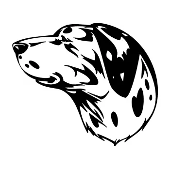 samolepka Pes 002 levá Dalmatin (01 - černá) SAMOLEPKA NA AUTO, NÁLEPKA, FÓLIE, POLEP, TUNING, VLASTNÍ TEXT, TISK, AUTOSAMOLEPKY.cz, POLEPY, OBRÁZEK, LOGO, 3D STICKERS