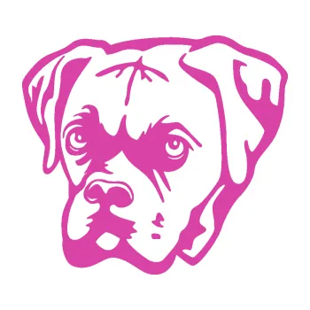 Polep vozidla Pes 160 levá boxer (16 - růžová) SAMOLEPKA NA AUTO, NÁLEPKA, FÓLIE, POLEP, TUNING, VLASTNÍ TEXT, TISK, AUTOSAMOLEPKY.cz, POLEPY, OBRÁZEK, LOGO, 3D STICKERS