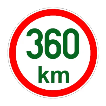 samolepka Maximální rychlost 360km - nejvyšší konstrukční rychlost (20 - tmavě zelená) SAMOLEPKA NA AUTO, NÁLEPKA, FÓLIE, POLEP, TUNING, VLASTNÍ TEXT, TISK, AUTOSAMOLEPKY.cz, POLEPY, OBRÁZEK, LOGO, 3D STICKERS