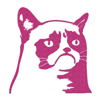 Samolepicí dekorace na vozidlo Grumpy cat 002 pravá (90 - Ultra Metalic růžová) SAMOLEPKA NA AUTO, NÁLEPKA, FÓLIE, POLEP, TUNING, VLASTNÍ TEXT, TISK, AUTOSAMOLEPKY.cz, POLEPY, OBRÁZEK, LOGO, 3D STICKERS