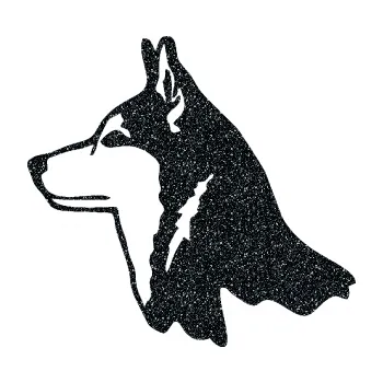 Polep vozidla Pes 096 levá Husky (85 - Ultra Metalic černá) SAMOLEPKA NA AUTO, NÁLEPKA, FÓLIE, POLEP, TUNING, VLASTNÍ TEXT, TISK, AUTOSAMOLEPKY.cz, POLEPY, OBRÁZEK, LOGO, 3D STICKERS