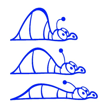 Samolepící dekorace Housenka 001 pravá v pohybu (19 - modrá dynamic) SAMOLEPKA NA AUTO, NÁLEPKA, FÓLIE, POLEP, TUNING, VLASTNÍ TEXT, TISK, AUTOSAMOLEPKY.cz, POLEPY, OBRÁZEK, LOGO, 3D STICKERS