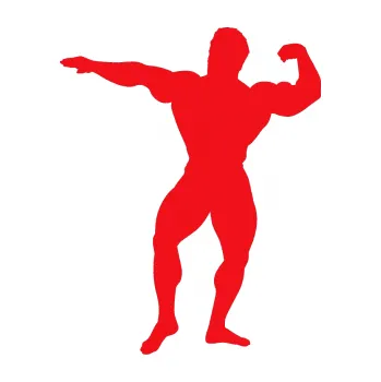 Polep vozidla SAMOLEPKA Kulturista 013 levá (10 - červená) NA AUTO, NÁLEPKA, FÓLIE, POLEP, TUNING, VLASTNÍ TEXT, TISK, AUTOSAMOLEPKY.cz, POLEPY, OBRÁZEK, LOGO, SAMOLEPKY