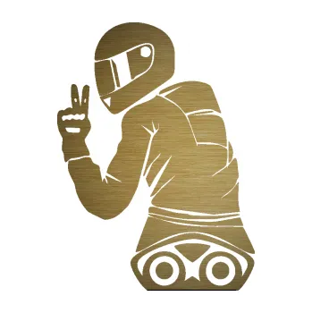 Samolepicí dekorace na vozidlo Motorkář 002 levá (64 - škrábaný kov zlatý) SAMOLEPKA NA AUTO, NÁLEPKA, FÓLIE, POLEP, TUNING, VLASTNÍ TEXT, TISK, AUTOSAMOLEPKY.cz, POLEPY, OBRÁZEK, LOGO, 3D STICKERS