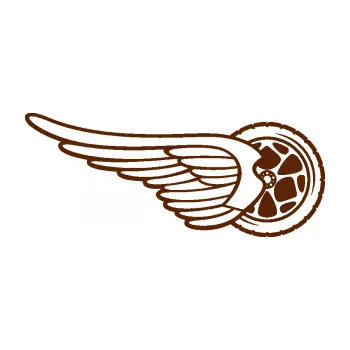 Samolepící dekorace SAMOLEPKA Kolo s křídlem pravá (15 - hnědá) NA AUTO, NÁLEPKA, FÓLIE, POLEP, TUNING, VLASTNÍ TEXT, TISK, AUTOSAMOLEPKY.cz, POLEPY, OBRÁZEK, LOGO, SAMOLEPKY