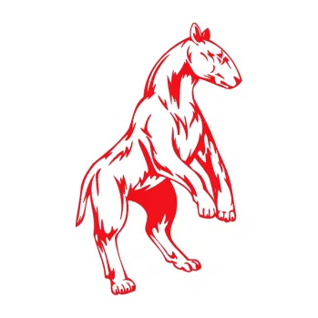 Polep vozidla SAMOLEPKA Pes 012 pravá (10 - červená) NA AUTO, NÁLEPKA, FÓLIE, POLEP, TUNING, VLASTNÍ TEXT, TISK, AUTOSAMOLEPKY.cz, POLEPY, OBRÁZEK, LOGO, SAMOLEPKY