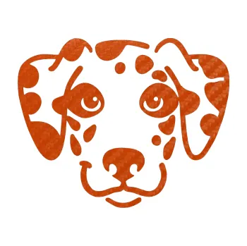 Polep vozidla Pes 064 Dalmatin (54 - 3D karbon oranžový) SAMOLEPKA NA AUTO, NÁLEPKA, FÓLIE, POLEP, TUNING, VLASTNÍ TEXT, TISK, AUTOSAMOLEPKY.cz, POLEPY, OBRÁZEK, LOGO, 3D STICKERS