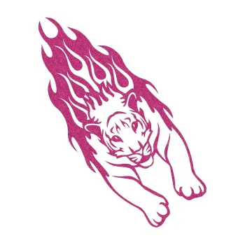 Samolepicí dekorace na vozidlo Animal flames 024 pravá tygr (90 - Ultra Metalic růžová) SAMOLEPKA NA AUTO, NÁLEPKA, FÓLIE, POLEP, TUNING, VLASTNÍ TEXT, TISK, AUTOSAMOLEPKY.cz, POLEPY, OBRÁZEK, LOGO, 3D STICKERS