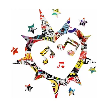 Samolepící dekorace I love music 001 noty se srdcem (83 - Sticker bomb) SAMOLEPKA NA AUTO, NÁLEPKA, FÓLIE, POLEP, TUNING, VLASTNÍ TEXT, TISK, AUTOSAMOLEPKY.cz, POLEPY, OBRÁZEK, LOGO, 3D STICKERS