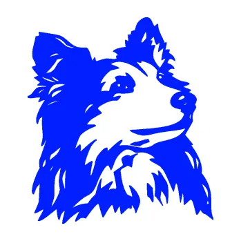 Polep vozidla Pes 141 pravá šeltie (19 - modrá dynamic) SAMOLEPKA NA AUTO, NÁLEPKA, FÓLIE, POLEP, TUNING, VLASTNÍ TEXT, TISK, AUTOSAMOLEPKY.cz, POLEPY, OBRÁZEK, LOGO, 3D STICKERS