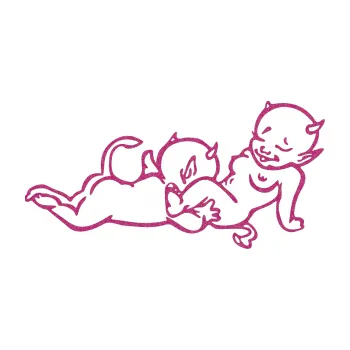 Samolepicí dekorace na vozidlo Čertíci 003 pravá (90 - Ultra Metalic růžová) SAMOLEPKA NA AUTO, NÁLEPKA, FÓLIE, POLEP, TUNING, VLASTNÍ TEXT, TISK, AUTOSAMOLEPKY.cz, POLEPY, OBRÁZEK, LOGO, 3D STICKERS