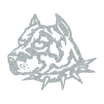 Polep vozidla SAMOLEPKA NA AUTO Pitbull hlava 006 levá (91 - Ultra Metalic stříbrná metalíza) NÁLEPKA, FÓLIE, POLEP, TUNING, VLASTNÍ TEXT, TISK, AUTOSAMOLEPKY.cz, POLEPY, OBRÁZEK, LOGO, SAMOLEPKY