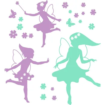 Samolepící dekorace FUGU Samolepky na zeď- Víly Barva: fialová 042, Druhá barva: mentolová 055
