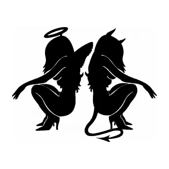 Polep vozidla Čertice 007 pravá s andělem (01 - černá) SAMOLEPKA NA AUTO, NÁLEPKA, FÓLIE, POLEP, TUNING, VLASTNÍ TEXT, TISK, AUTOSAMOLEPKY.cz, POLEPY, OBRÁZEK, LOGO, 3D STICKERS