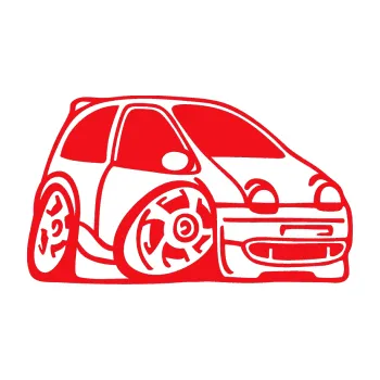 Polep vozidla SAMOLEPKA Renault Twingo karikatura pravá (10 - červená) NA AUTO, NÁLEPKA, FÓLIE, POLEP, TUNING, VLASTNÍ TEXT, TISK, AUTOSAMOLEPKY.cz, POLEPY, OBRÁZEK, LOGO, SAMOLEPKY