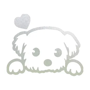 Polep vozidla Pes 057 levá se srdíčkem (60 - pískované sklo) SAMOLEPKA NA AUTO, NÁLEPKA, FÓLIE, POLEP, TUNING, VLASTNÍ TEXT, TISK, AUTOSAMOLEPKY.cz, POLEPY, OBRÁZEK, LOGO, 3D STICKERS