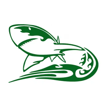 Samolepicí dekorace na vozidlo Animal flames 041 levá žralok (20 - tmavě zelená) SAMOLEPKA NA AUTO, NÁLEPKA, FÓLIE, POLEP, TUNING, VLASTNÍ TEXT, TISK, AUTOSAMOLEPKY.cz, POLEPY, OBRÁZEK, LOGO, 3D STICKERS