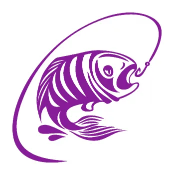 Polep vozidla SAMOLEPKA Ryba s návnadou 007 pravá (14 - fialová) NA AUTO, NÁLEPKA, FÓLIE, POLEP, TUNING, VLASTNÍ TEXT, TISK, AUTOSAMOLEPKY.cz, POLEPY, OBRÁZEK, LOGO, SAMOLEPKY