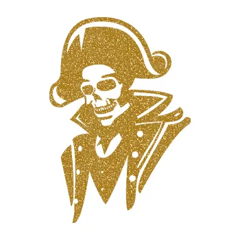 Samolepicí dekorace na vozidlo Kostra pirát levá (92 - Ultra Metalic zlatá) SAMOLEPKA NA AUTO, NÁLEPKA, FÓLIE, POLEP, TUNING, VLASTNÍ TEXT, TISK, AUTOSAMOLEPKY.cz, POLEPY, OBRÁZEK, LOGO, 3D STICKERS