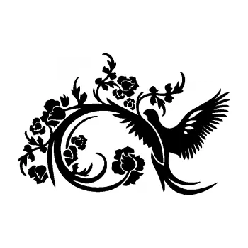 Samolepící dekorace SAMOLEPKA Květina 011 pravá ptáček s květy (01 - černá) NA AUTO, NÁLEPKA, FÓLIE, POLEP, TUNING, VLASTNÍ TEXT, TISK, AUTOSAMOLEPKY.cz, POLEPY, OBRÁZEK, LOGO, SAMOLEPKY